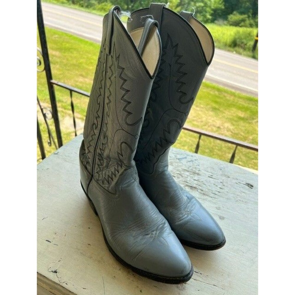 Old West Men's Smooth Leather Western Boot Med Toe SCM7037 Men's 9.5D
